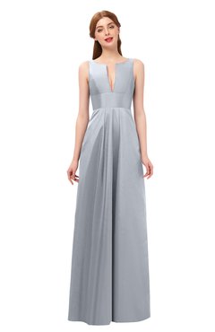 ColsBM Jayla Silver Bridesmaid Dresses Sleeveless Sexy Zipper V-neck Floor Length Pleated