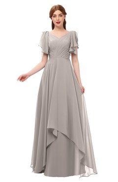 ColsBM Bailee Fawn Bridesmaid Dresses Floor Length A-line Elegant Half Backless Short Sleeve V-neck