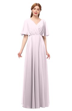 ColsBM Allyn Blush Bridesmaid Dresses A-line Short Sleeve Floor Length Sexy Zip up Pleated