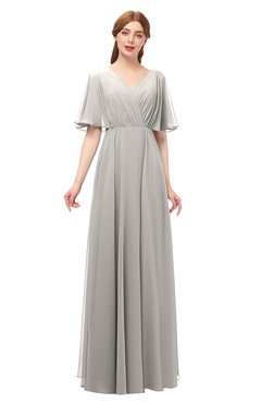 ColsBM Allyn Hushed Violet Bridesmaid Dresses A-line Short Sleeve Floor Length Sexy Zip up Pleated