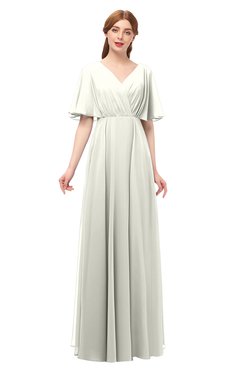 ColsBM Allyn Ivory Bridesmaid Dresses A-line Short Sleeve Floor Length Sexy Zip up Pleated