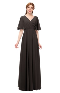 ColsBM Allyn Java Bridesmaid Dresses A-line Short Sleeve Floor Length Sexy Zip up Pleated