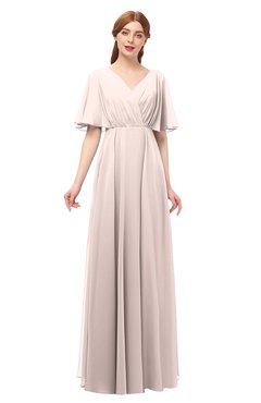 ColsBM Allyn Silver Peony Bridesmaid Dresses A-line Short Sleeve Floor Length Sexy Zip up Pleated