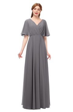 ColsBM Allyn Storm Front Bridesmaid Dresses A-line Short Sleeve Floor Length Sexy Zip up Pleated