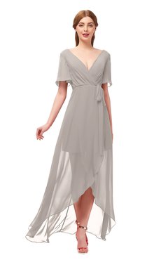 ColsBM Taegan Mushroom Bridesmaid Dresses Hi-Lo Ribbon Short Sleeve V-neck Modern A-line