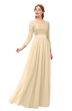 ColsBM Cyan Apricot Gelato Bridesmaid Dresses Sexy A-line Long Sleeve V-neck Backless Floor Length