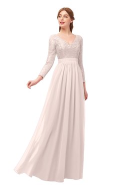 ColsBM Cyan Silver Peony Bridesmaid Dresses Sexy A-line Long Sleeve V-neck Backless Floor Length