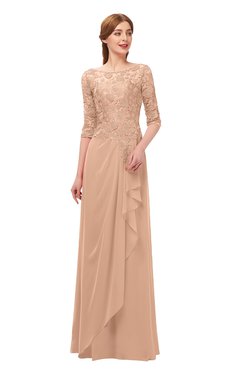 ColsBM Jody Almost Apricot Bridesmaid Dresses Elbow Length Sleeve Simple A-line Floor Length Zipper Lace