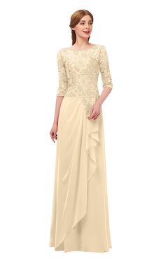 ColsBM Jody Apricot Gelato Bridesmaid Dresses Elbow Length Sleeve Simple A-line Floor Length Zipper Lace
