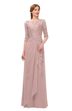 ColsBM Jody Blush Pink Bridesmaid Dresses Elbow Length Sleeve Simple A-line Floor Length Zipper Lace