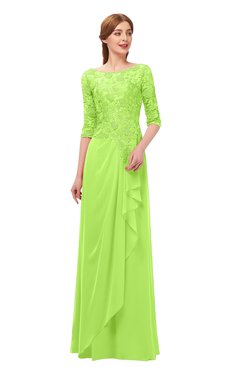 ColsBM Jody Bright Green Bridesmaid Dresses Elbow Length Sleeve Simple A-line Floor Length Zipper Lace