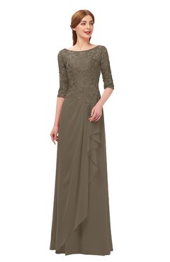 ColsBM Jody Carafe Brown Bridesmaid Dresses Elbow Length Sleeve Simple A-line Floor Length Zipper Lace