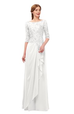 ColsBM Jody Cloud White Bridesmaid Dresses Elbow Length Sleeve Simple A-line Floor Length Zipper Lace