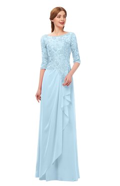 ColsBM Jody Ice Blue Bridesmaid Dresses Elbow Length Sleeve Simple A-line Floor Length Zipper Lace