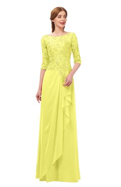 ColsBM Jody Pale Yellow Bridesmaid Dresses Elbow Length Sleeve Simple A-line Floor Length Zipper Lace