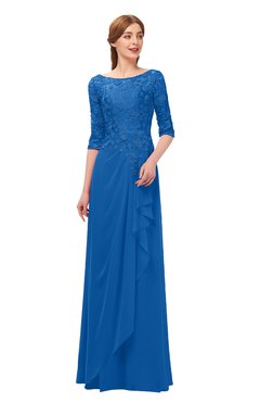 ColsBM Jody Royal Blue Bridesmaid Dresses Elbow Length Sleeve Simple A-line Floor Length Zipper Lace