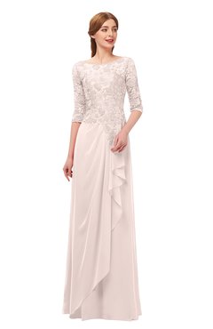 ColsBM Jody Silver Peony Bridesmaid Dresses Elbow Length Sleeve Simple A-line Floor Length Zipper Lace