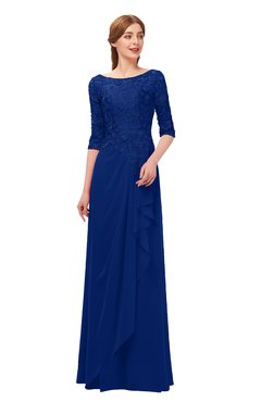 ColsBM Jody Sodalite Blue Bridesmaid Dresses Elbow Length Sleeve Simple A-line Floor Length Zipper Lace
