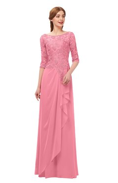 ColsBM Jody Watermelon Bridesmaid Dresses Elbow Length Sleeve Simple A-line Floor Length Zipper Lace