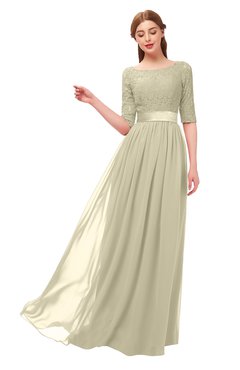 ColsBM Payton Putty Bridesmaid Dresses Sash A-line Modest Bateau Half Length Sleeve Zip up