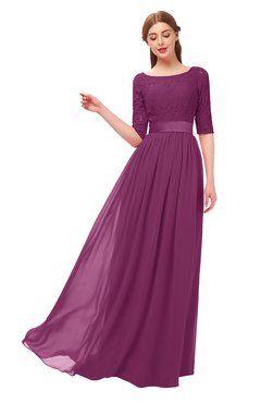 ColsBM Payton Raspberry Bridesmaid Dresses Sash A-line Modest Bateau Half Length Sleeve Zip up