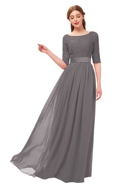 ColsBM Payton Ridge Grey Bridesmaid Dresses Sash A-line Modest Bateau Half Length Sleeve Zip up