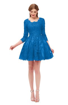 ColsBM Cass Directoire Blue Bridesmaid Dresses Zipper Three-fourths Length Sleeve Baby Doll Cute Mini Lace