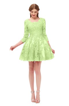 ColsBM Cass Green Oasis Bridesmaid Dresses Zipper Three-fourths Length Sleeve Baby Doll Cute Mini Lace