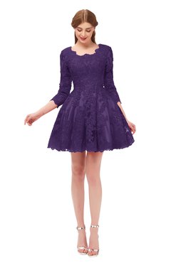 ColsBM Cass Violet Bridesmaid Dresses Zipper Three-fourths Length Sleeve Baby Doll Cute Mini Lace