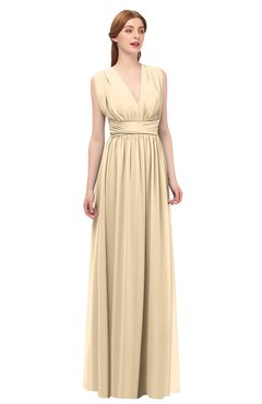 ColsBM Freya Apricot Gelato Bridesmaid Dresses Floor Length V-neck A-line Sleeveless Sexy Zip up