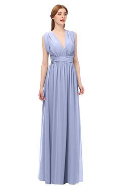 ColsBM Freya Blue Heron Bridesmaid Dresses Floor Length V-neck A-line Sleeveless Sexy Zip up
