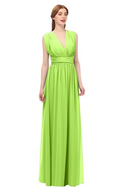 ColsBM Freya Bright Green Bridesmaid Dresses Floor Length V-neck A-line Sleeveless Sexy Zip up