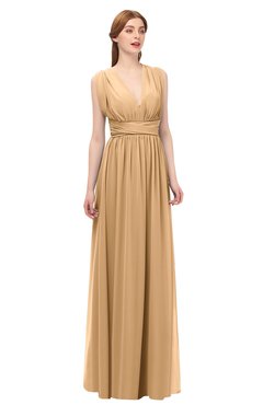 ColsBM Freya Desert Mist Bridesmaid Dresses Floor Length V-neck A-line Sleeveless Sexy Zip up