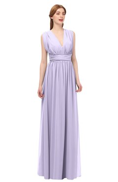 ColsBM Freya Light Purple Bridesmaid Dresses Floor Length V-neck A-line Sleeveless Sexy Zip up