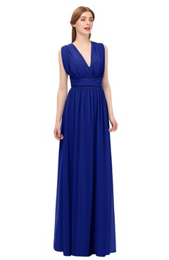 ColsBM Freya Nautical Blue Bridesmaid Dresses Floor Length V-neck A-line Sleeveless Sexy Zip up