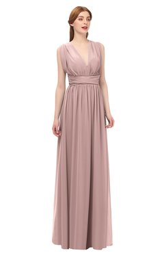 ColsBM Freya Nectar Pink Bridesmaid Dresses Floor Length V-neck A-line Sleeveless Sexy Zip up