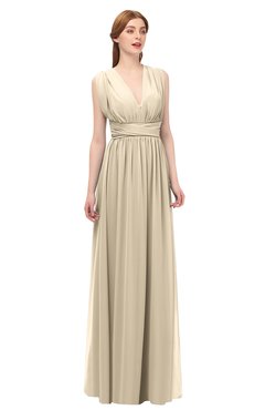 ColsBM Freya Novelle Peach Bridesmaid Dresses Floor Length V-neck A-line Sleeveless Sexy Zip up