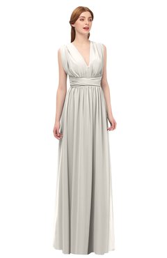 ColsBM Freya Off White Bridesmaid Dresses Floor Length V-neck A-line Sleeveless Sexy Zip up