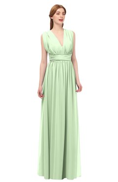 ColsBM Freya Pale Green Bridesmaid Dresses Floor Length V-neck A-line Sleeveless Sexy Zip up