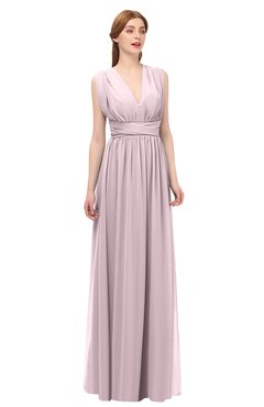 ColsBM Freya Pale Lilac Bridesmaid Dresses Floor Length V-neck A-line Sleeveless Sexy Zip up
