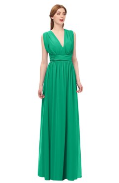 ColsBM Freya Sea Green Bridesmaid Dresses Floor Length V-neck A-line Sleeveless Sexy Zip up