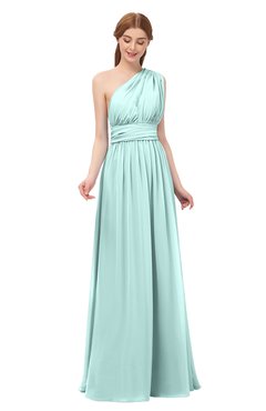ColsBM Avery Blue Glass Bridesmaid Dresses One Shoulder Ruching Glamorous Floor Length A-line Backless