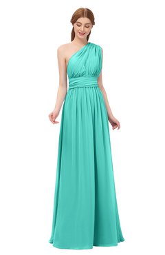 ColsBM Avery Blue Turquoise Bridesmaid Dresses One Shoulder Ruching Glamorous Floor Length A-line Backless