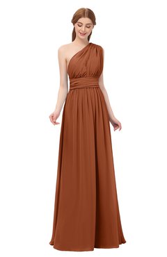 ColsBM Avery Bombay Brown Bridesmaid Dresses One Shoulder Ruching Glamorous Floor Length A-line Backless
