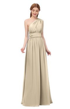 ColsBM Avery Champagne Bridesmaid Dresses One Shoulder Ruching Glamorous Floor Length A-line Backless