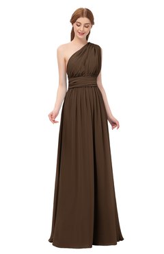 ColsBM Avery Chocolate Brown Bridesmaid Dresses One Shoulder Ruching Glamorous Floor Length A-line Backless
