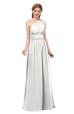 ColsBM Avery Cloud White Bridesmaid Dresses One Shoulder Ruching Glamorous Floor Length A-line Backless
