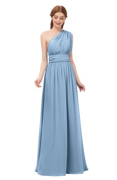 ColsBM Avery Dusty Blue Bridesmaid Dresses One Shoulder Ruching Glamorous Floor Length A-line Backless
