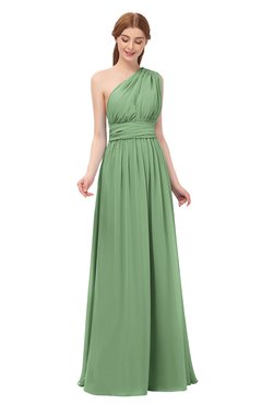 ColsBM Avery Fair Green Bridesmaid Dresses One Shoulder Ruching Glamorous Floor Length A-line Backless