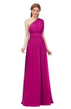 ColsBM Avery Hot Pink Bridesmaid Dresses One Shoulder Ruching Glamorous Floor Length A-line Backless